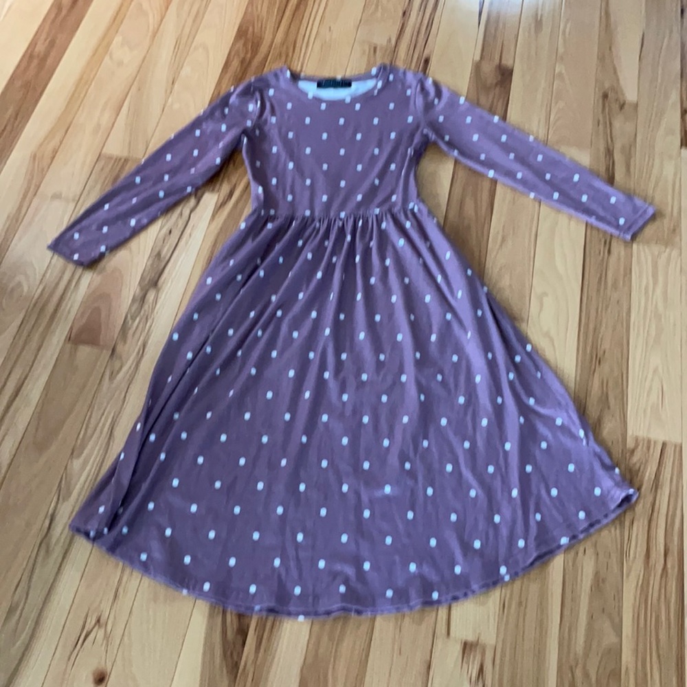 Purple with white polka dot dress